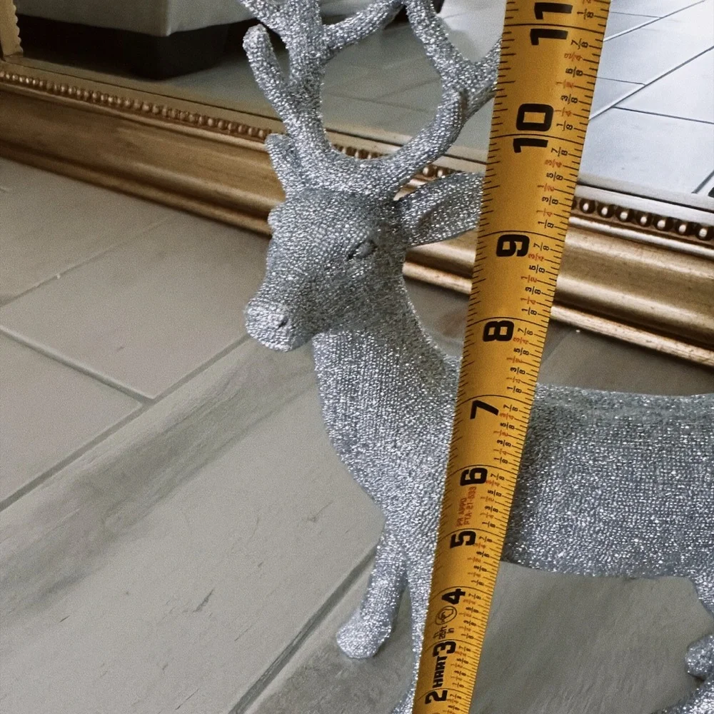 Z Gallerie Silver Glitter Deer Sculpture – Holiday or Year-Round Decor